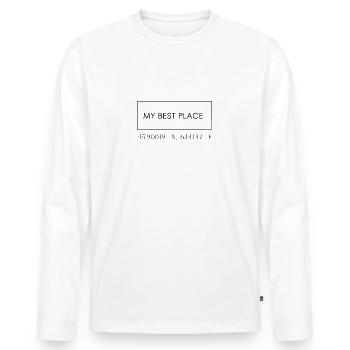 MyBestPlace logo Noir - T-shirt manches longues Premium bio Homme - blanc - Devant - Nico (187cm)