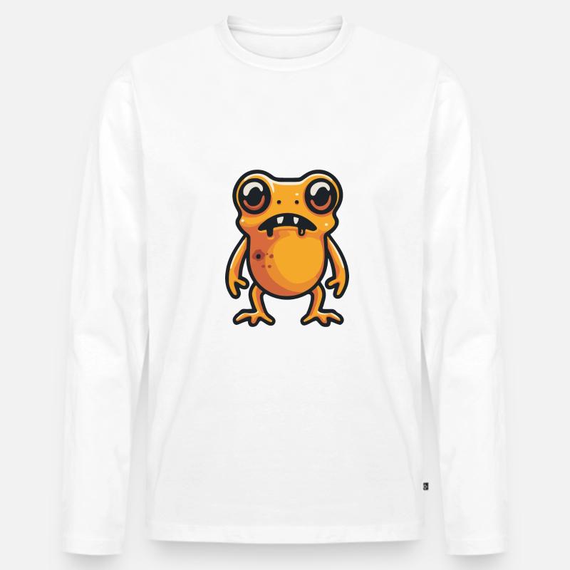 Frosch Halloween Comic Zombie - Männer Premium Bio Langarmshirt - Weiß