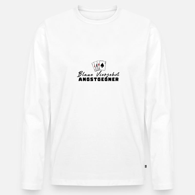Blaue Vierzehn Angstgegner - Männer Premium Bio Langarmshirt - Weiß