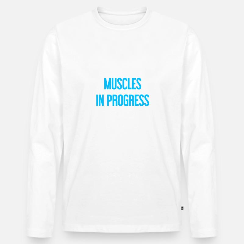 Muscles in Progress - Männer Premium Bio Langarmshirt - Weiß