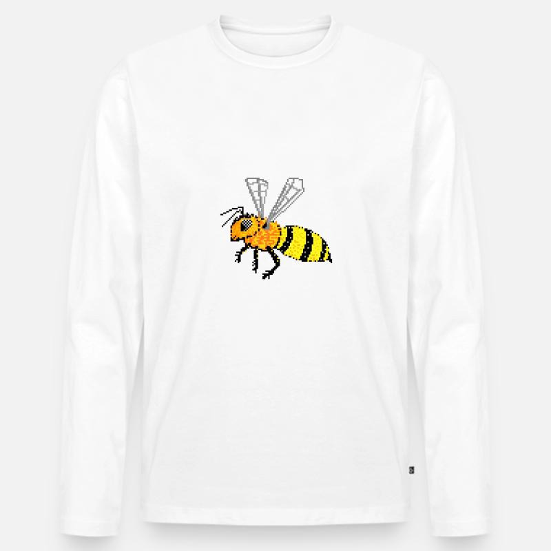 Biene - Männer Premium Bio Langarmshirt - Weiß