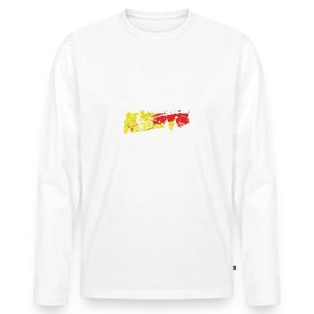 Le vélo est ma thérapie. Graphisme de motard - T-shirt manches longues Premium bio Homme - blanc - Devant - Nico (187cm)