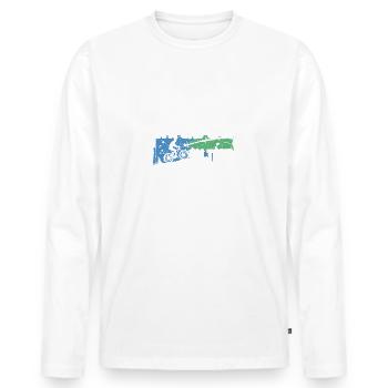Opa und Oma auf Tour auf gemeinsamer Radtour - Männer Premium Bio Langarmshirt - Weiß - Vorne - Nico (187cm)