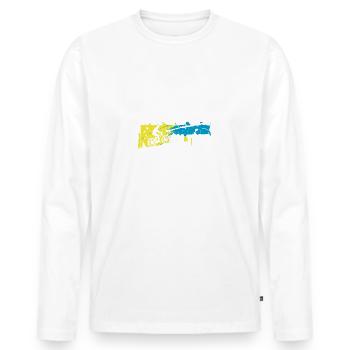 Oma und Opa auf Tour auf gemeinsamer Radtour - Männer Premium Bio Langarmshirt - Weiß - Vorne - Nico (187cm)