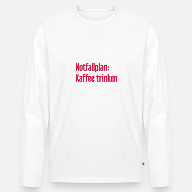 Kaffee-Notfallplan - Männer Premium Bio Langarmshirt - Weiß