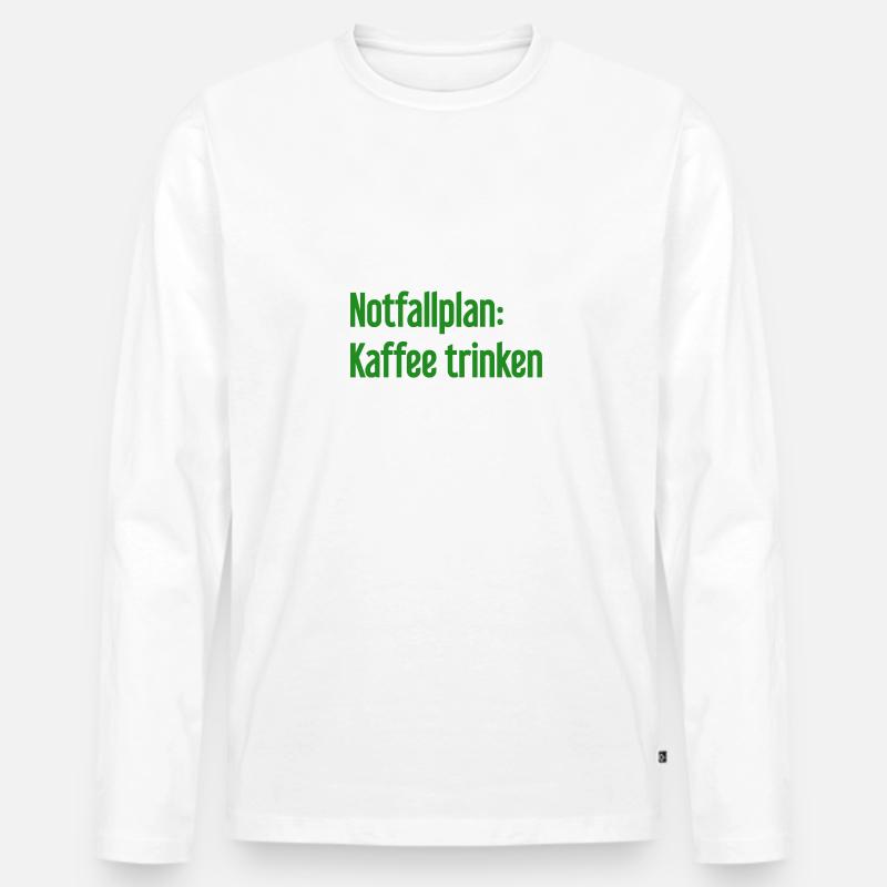 Kaffee-Notfallplan - Männer Premium Bio Langarmshirt - Weiß