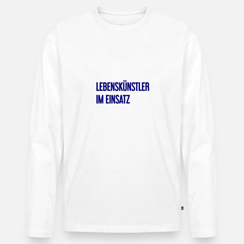 Lebenskünstler im Einsatz - Männer Premium Bio Langarmshirt - Weiß