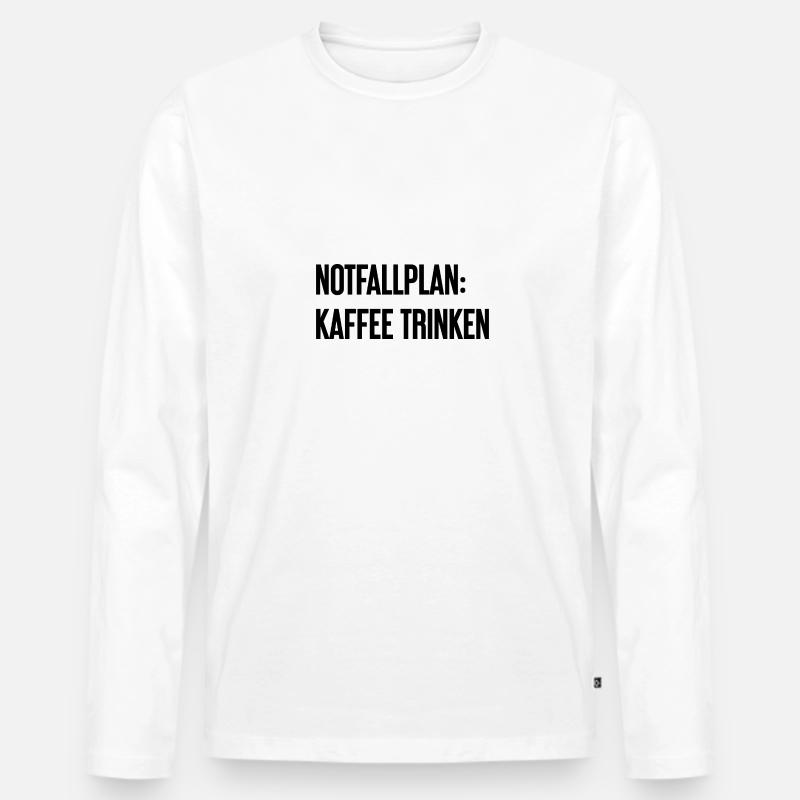 Kaffee-Notfallplan - Männer Premium Bio Langarmshirt - Weiß