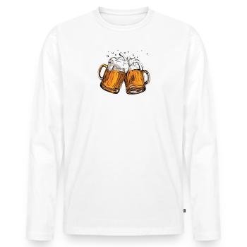 2 Bière cool JGA Dicton - T-shirt manches longues Premium bio Homme - blanc - Devant - Nico (187cm)