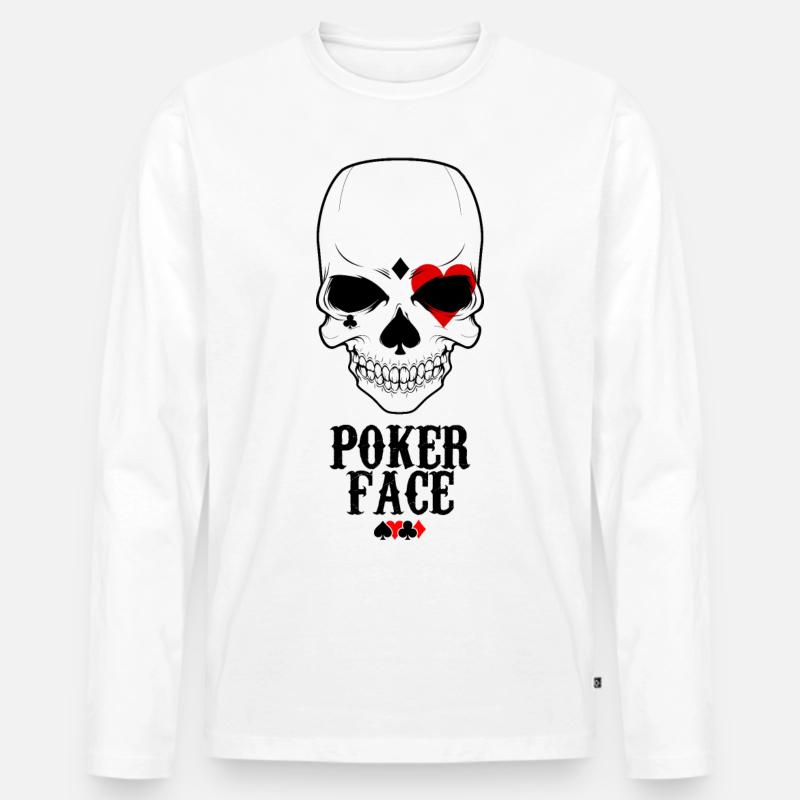 Poker Face - Männer Premium Bio Langarmshirt - Weiß