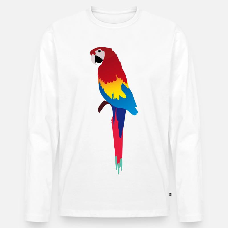 Bunter Papagei Print auf Kleidung - Männer Premium Bio Langarmshirt - Weiß