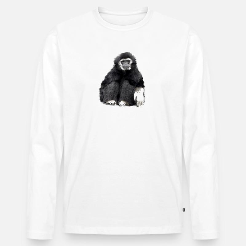 Gibbon Affe schwarz - Männer Premium Bio Langarmshirt - Weiß