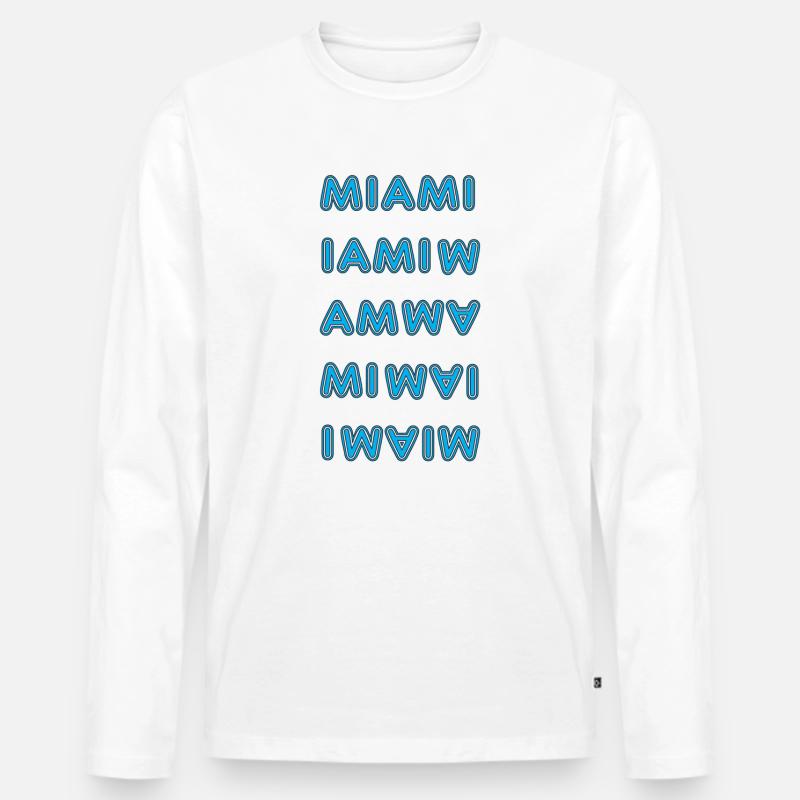 Miami Blau - Männer Premium Bio Langarmshirt - Weiß