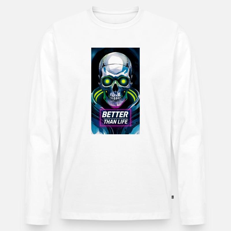 Schädel - Männer Premium Bio Langarmshirt - Weiß
