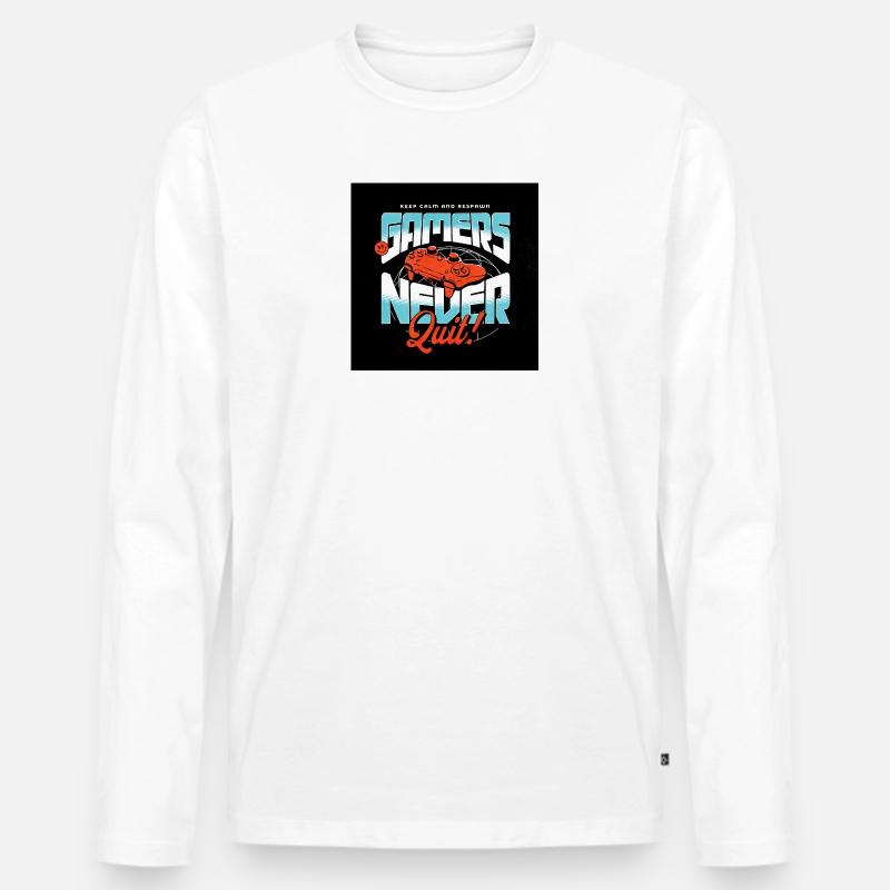Gamers Never Quit Controller - Männer Premium Bio Langarmshirt - Weiß