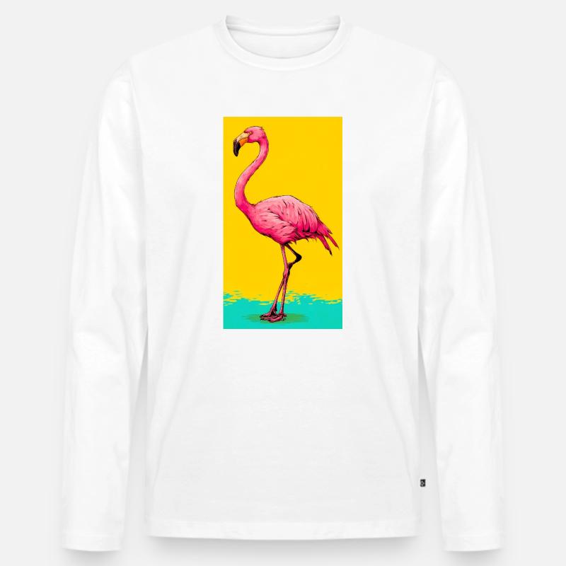 Flamingo - Männer Premium Bio Langarmshirt - Weiß