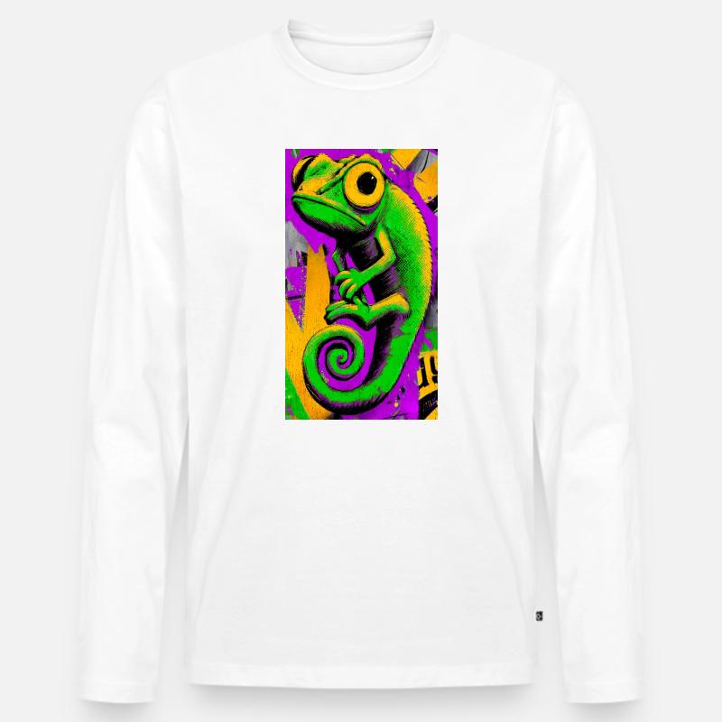 Chamäleon - Männer Premium Bio Langarmshirt - Weiß