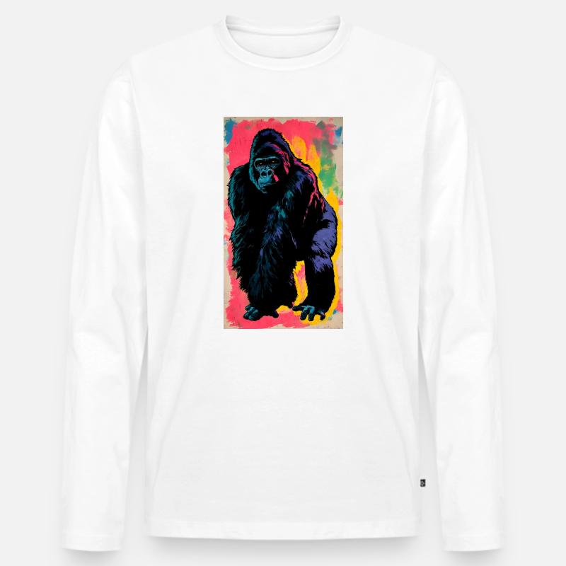 Gorilla - Männer Premium Bio Langarmshirt - Weiß
