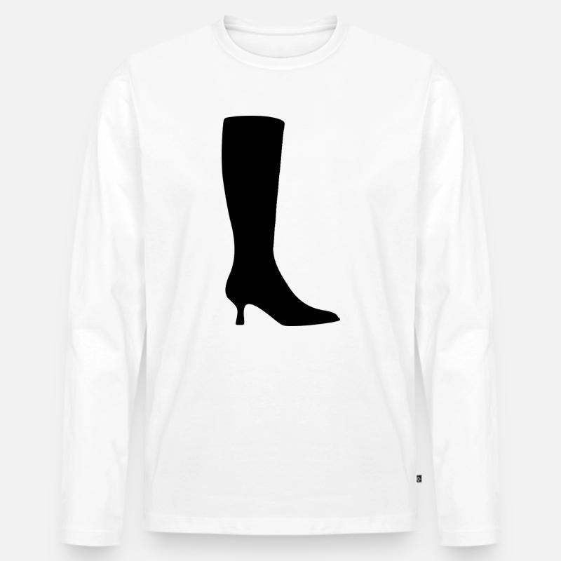 Black Boot Silhouette - Männer Premium Bio Langarmshirt - Weiß