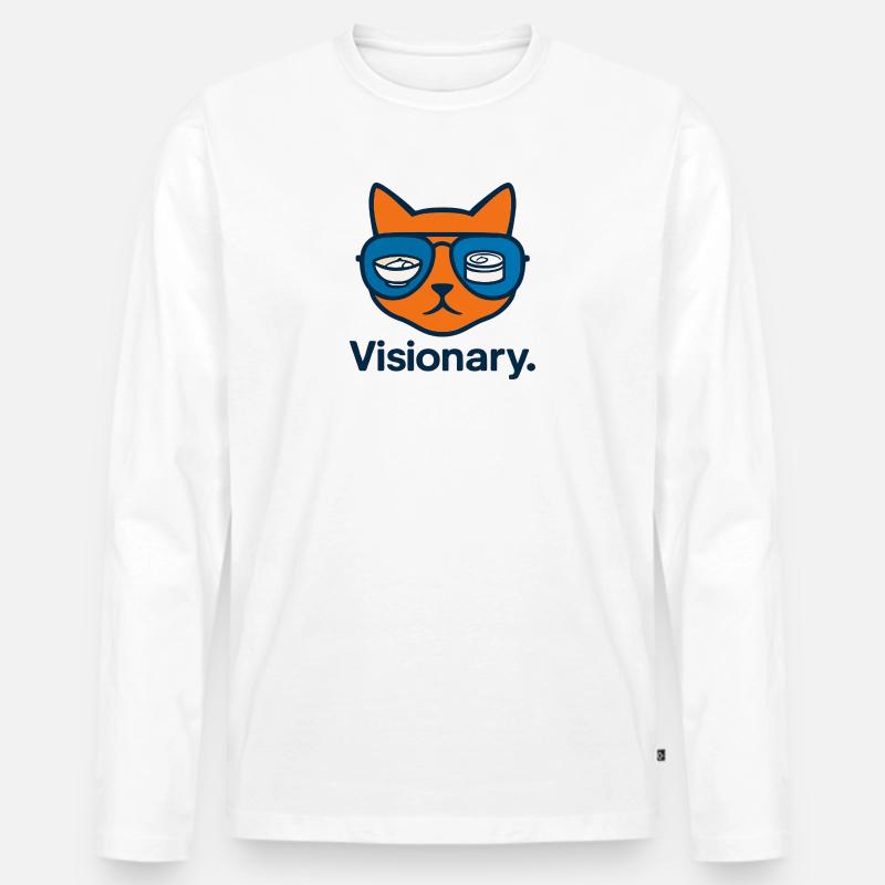 Visionäre Sushi-Katze mit Brille - Männer Premium Bio Langarmshirt - Weiß