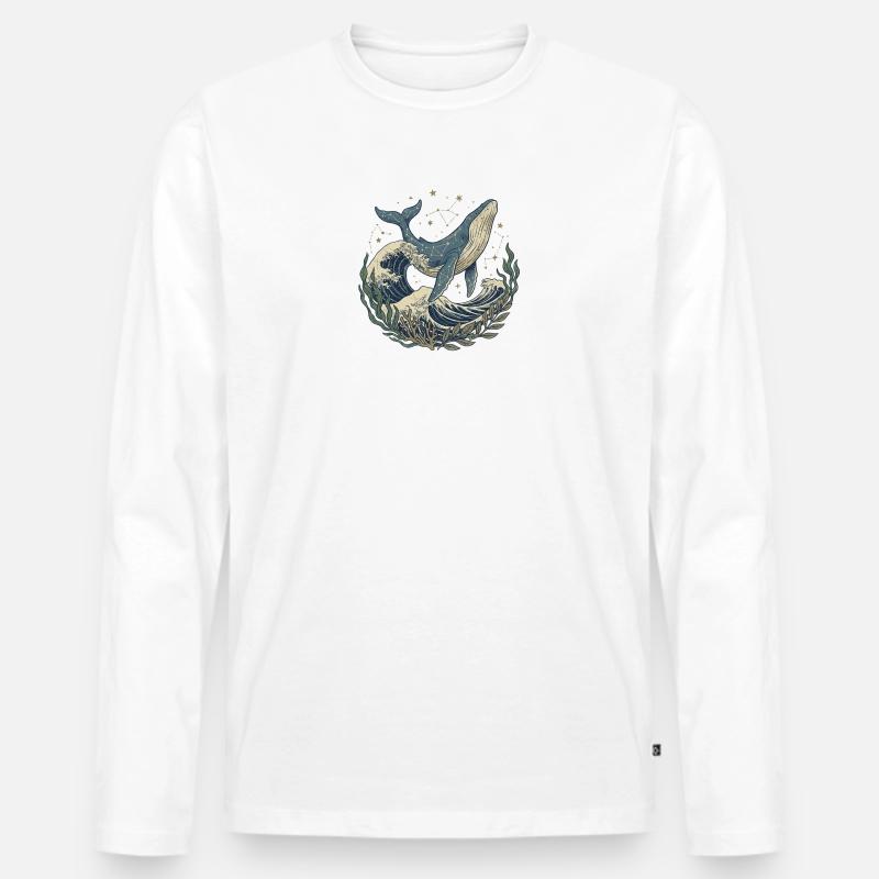 Der Wal – Säule des Ozeans - Männer Premium Bio Langarmshirt - Weiß
