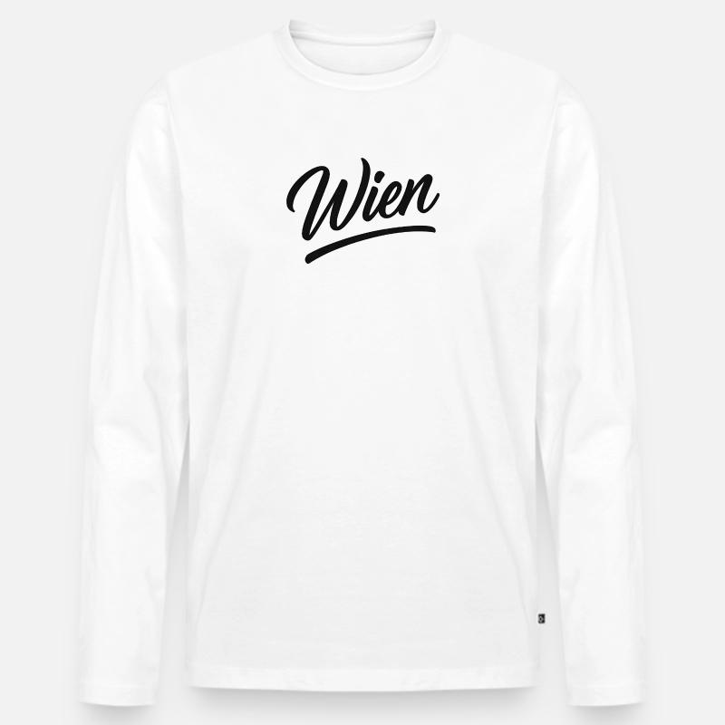 Wien Script - Männer Premium Bio Langarmshirt - Weiß