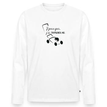 Je peux pas j'ai tondeuse - T-shirt manches longues Premium bio Homme - blanc - Devant - Nico (187cm)
