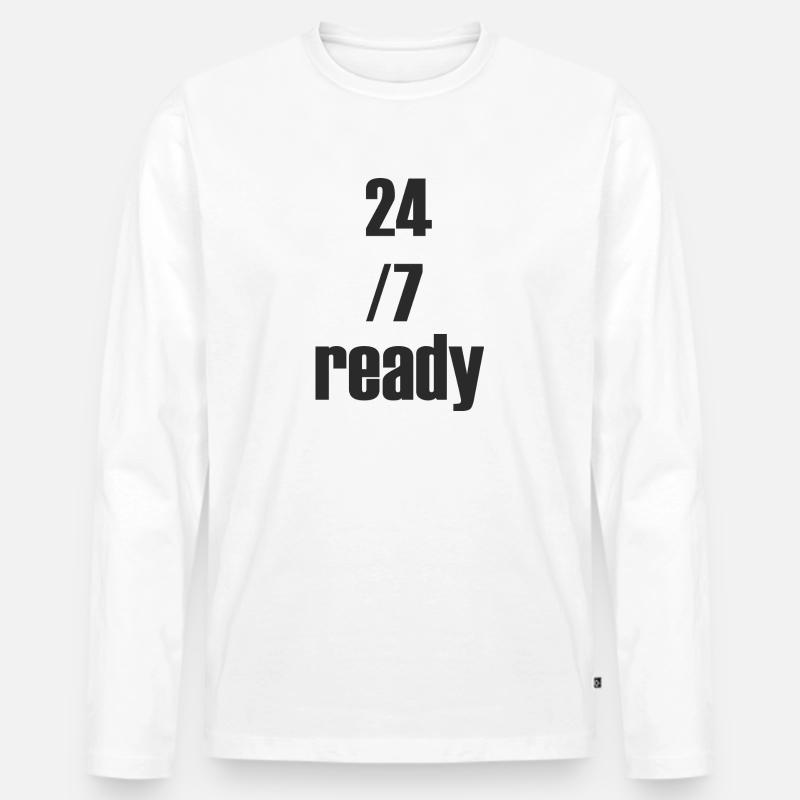 24/7 ready - Männer Premium Bio Langarmshirt - Weiß