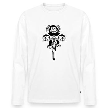 Funny monkey on bicycle - Men's Premium Organic Long Sleeve Shirt - white - Front - Nico (187cm)