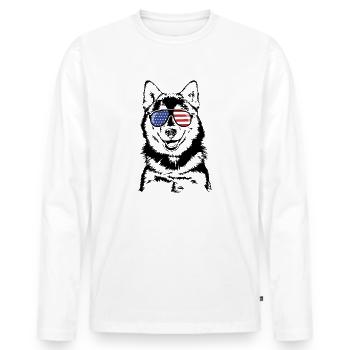 POMSKY Amérique Flag Dogs Wilsigns - T-shirt manches longues Premium bio Homme - blanc - Devant - Nico (187cm)