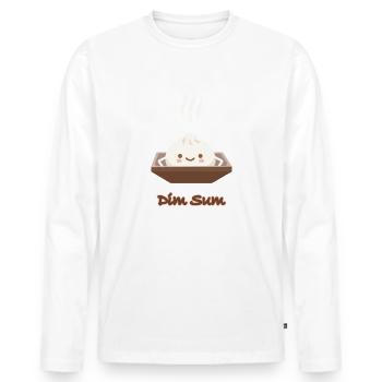 Devise de la cuisine asiatique: Dim sum - T-shirt manches longues Premium bio Homme - blanc - Devant - Nico (187cm)