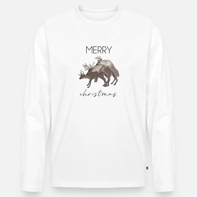 Rentierspaß - Männer Premium Bio Langarmshirt - Weiß