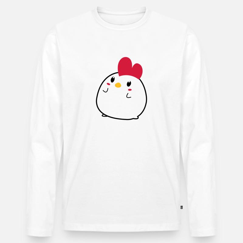 Küken - Männer Premium Bio Langarmshirt - Weiß