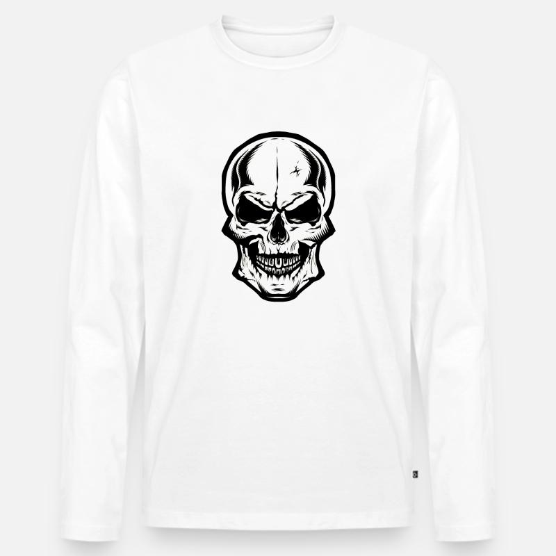 Schädel Schädel Pirat - Männer Premium Bio Langarmshirt - Weiß