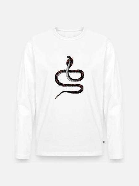 Schwarze Kobra - Männer Premium Bio Langarmshirt - Weiß