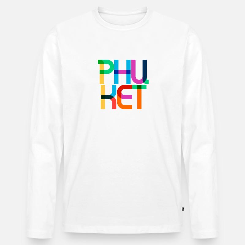 Phuket Thailand Pop Art Briefe - Männer Premium Bio Langarmshirt - Weiß