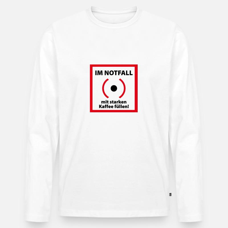 Im Notfall Kaffee - Männer Premium Bio Langarmshirt - Weiß