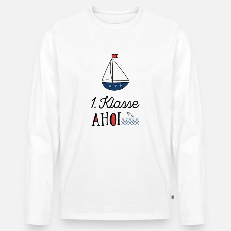 Erstklässler ahoi - Männer Premium Bio Langarmshirt - Weiß