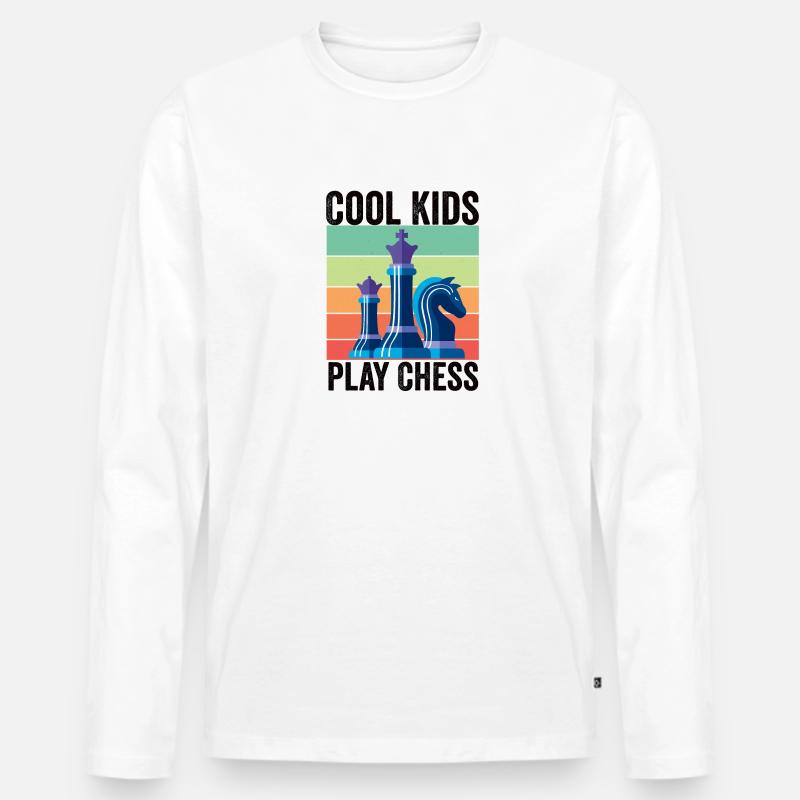 Schach Kinder - Männer Premium Bio Langarmshirt - Weiß