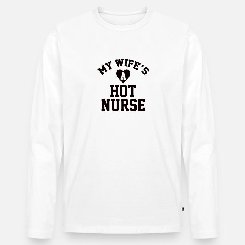 Ehefrau Krankenschwester Mutter Medizin Stethoskop - Männer Premium Bio Langarmshirt - Weiß