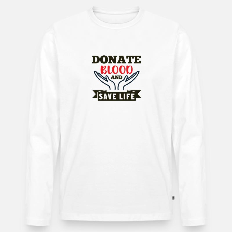 Blutspende Blutspenden Blutspender - Männer Premium Bio Langarmshirt - Weiß