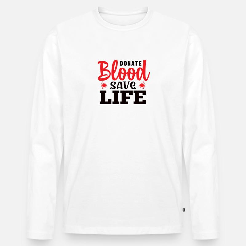 Blutspende Blutspenden Blutspender - Männer Premium Bio Langarmshirt - Weiß