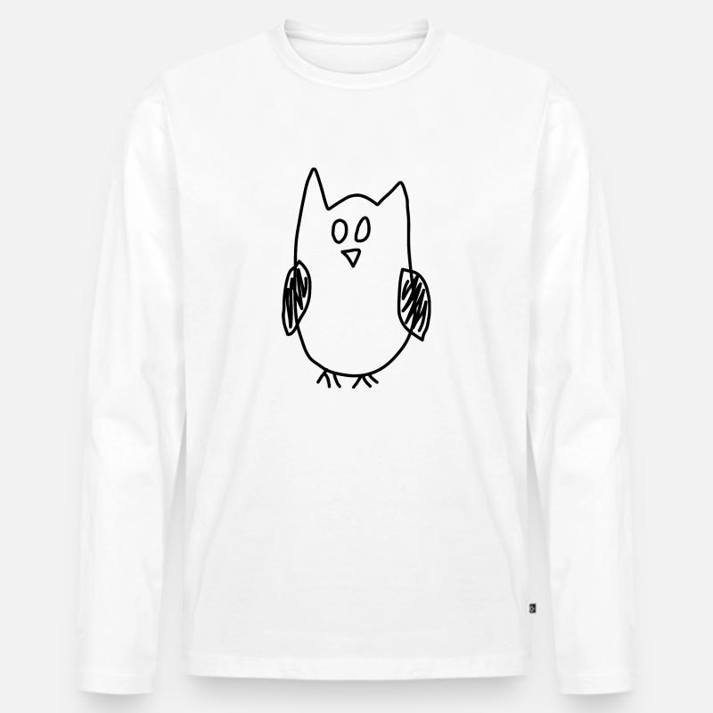 Eule - Männer Premium Bio Langarmshirt - Weiß