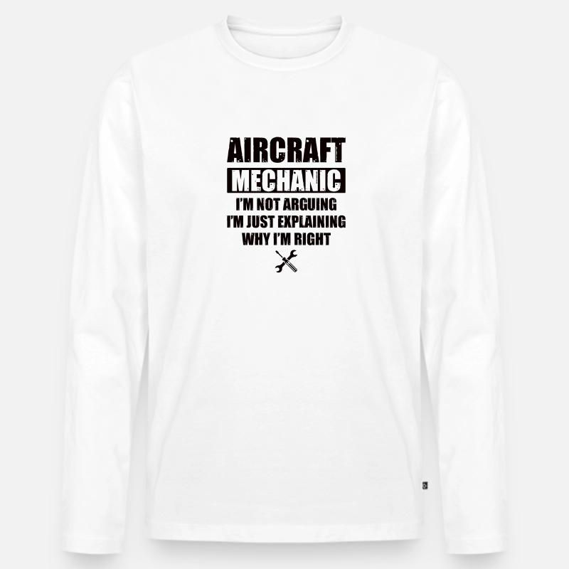 Flugzeugmechaniker Mechnaiker Held Flugzeug - Männer Premium Bio Langarmshirt - Weiß