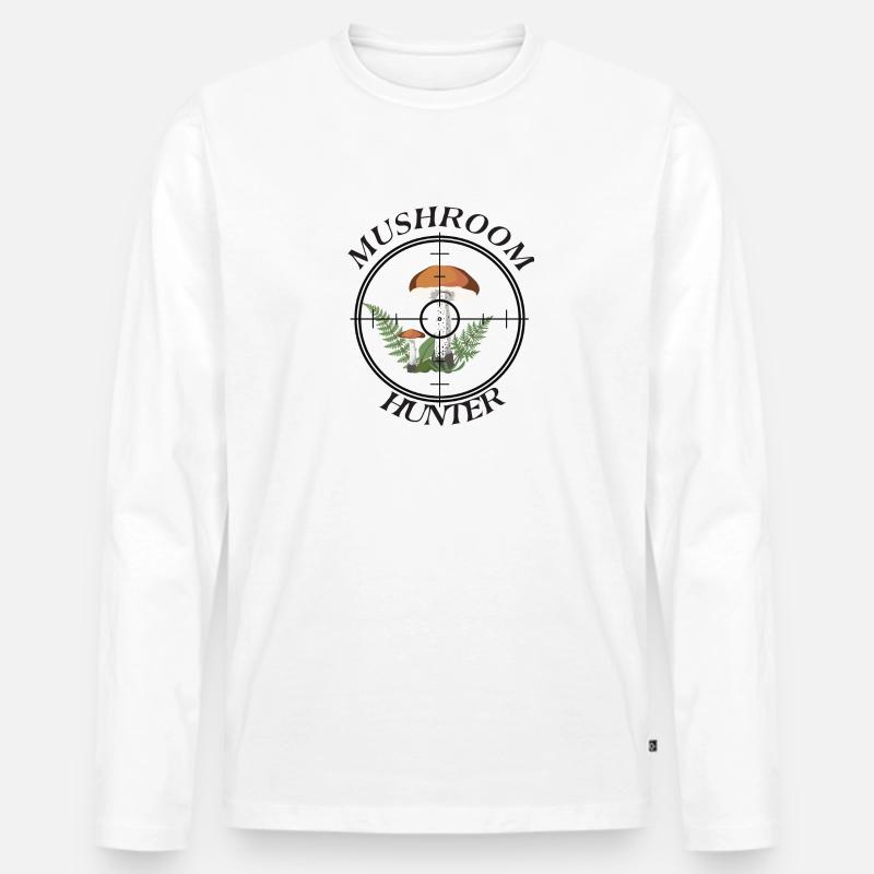 MUSHROOM HUNTER - Männer Premium Bio Langarmshirt - Weiß