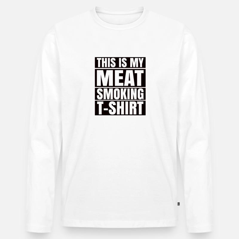 Fleisch Räuchern - Männer Premium Bio Langarmshirt - Weiß