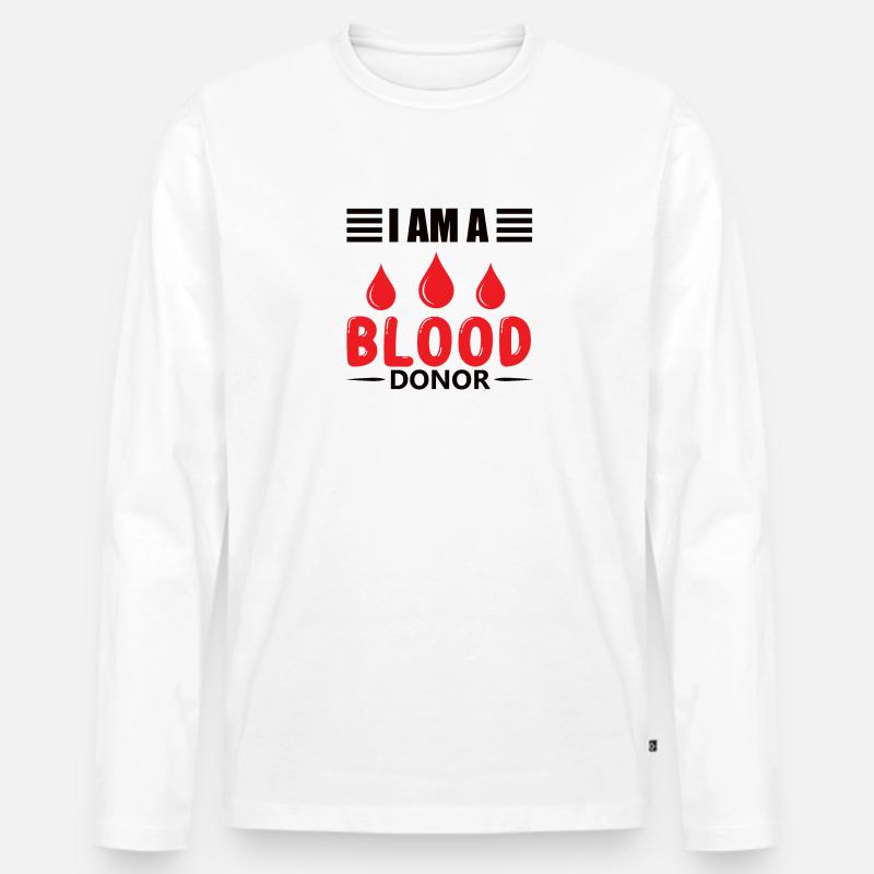 Blutspende Blutspenden Blutspender - Männer Premium Bio Langarmshirt - Weiß