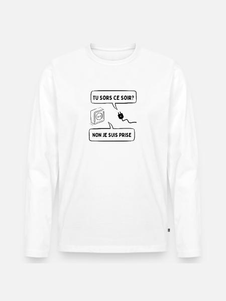 tu sors ce soir - T-shirt manches longues Premium bio Homme - blanc