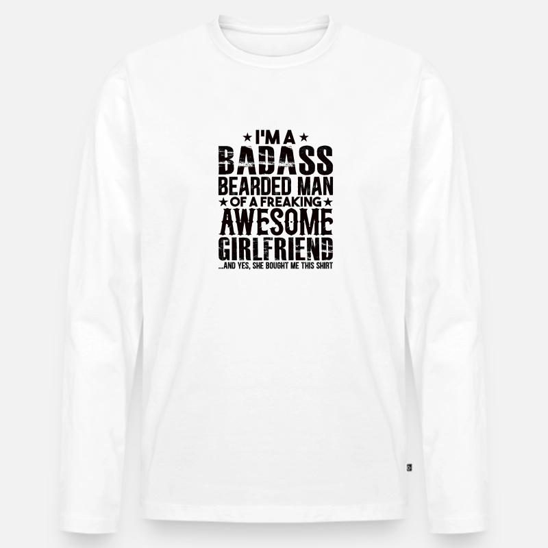 Bart Partner Beziehung Freundin Geschenk - Männer Premium Bio Langarmshirt - Weiß