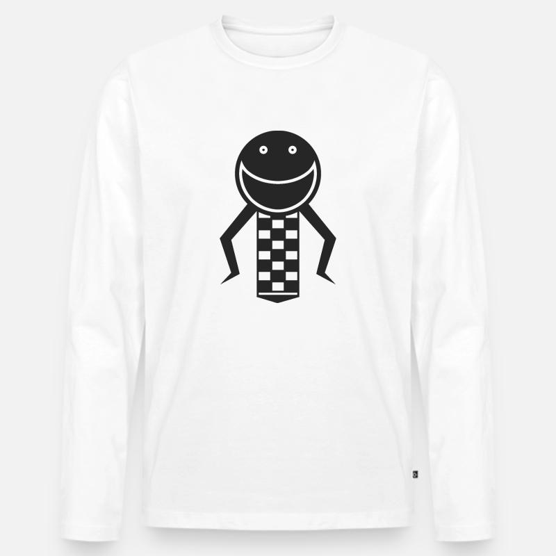 Lachendes gesicht - Männer Premium Bio Langarmshirt - Weiß